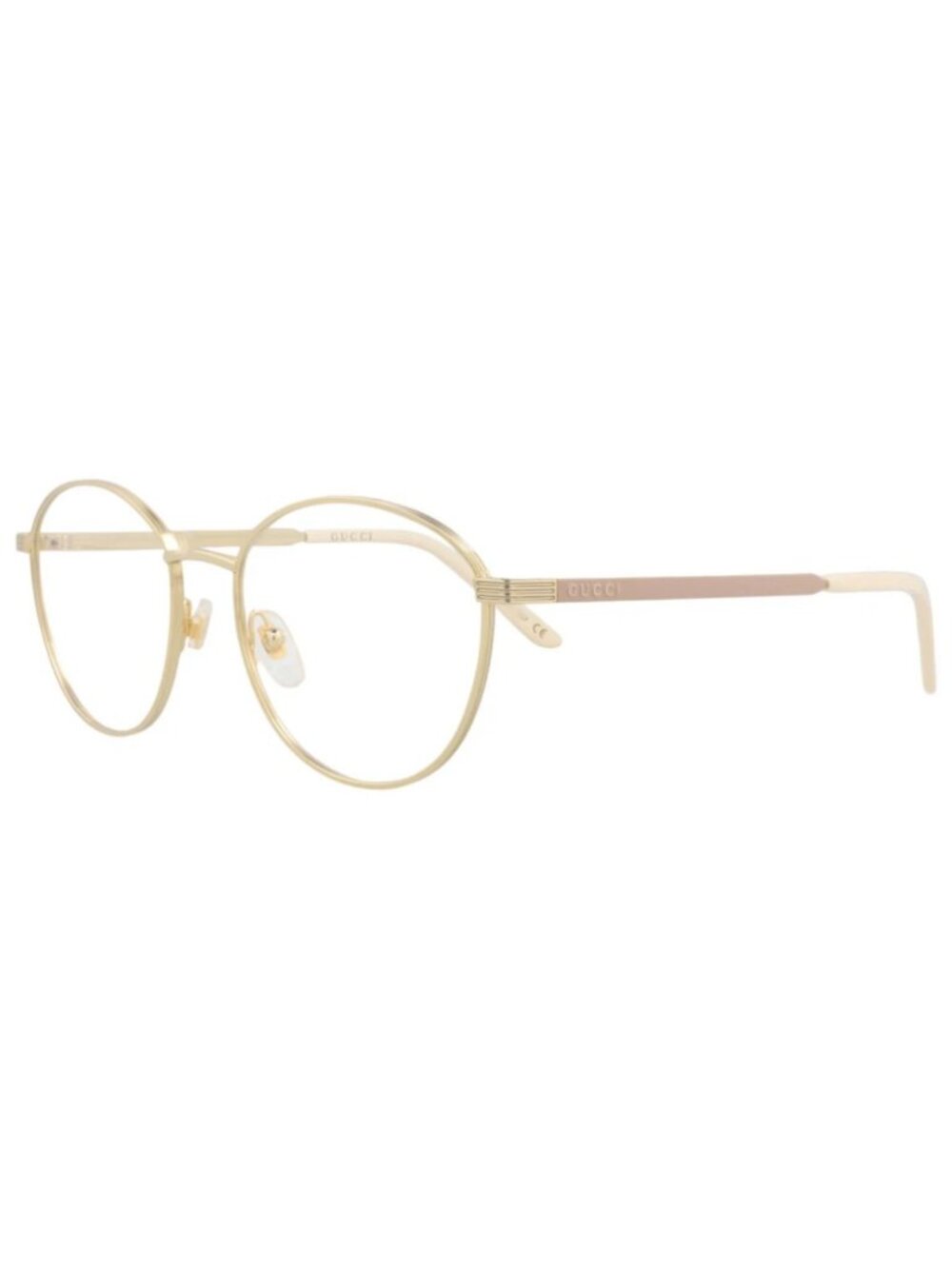 New Gucci Women's Eyeglasses Round Oval Metal Frame Gold Gold Transparent